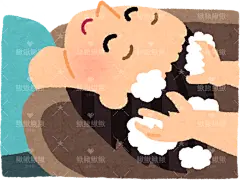 头部水疗和洗发医美美容化妆按摩理疗贴纸扁平儿童插画元素卡通免扣png图片素材