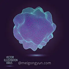 三维发光粒子球体科学技术EPS矢量插画素材 3D deformed glowing sphere-平面图形-@美工云(meigongyun.com)