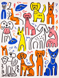henri matisse one line doodle art, cute puppy faces, puppy eyes, many doodles