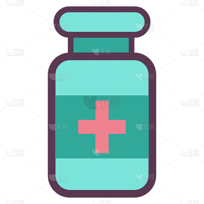 医疗健康多色扁平行业icon-药