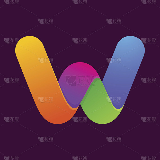 W字母一行彩色图标。