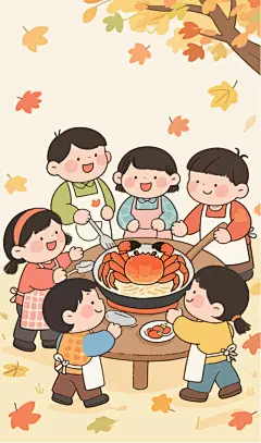 卡通秋季美味大闸蟹儿童插画