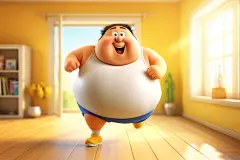 努力减脂肥胖人物运动减肥插画图片