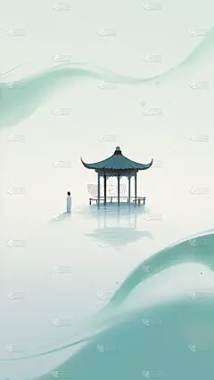 夏日中国风-水墨晕染写意留白山水背景图片素材-花瓣网