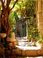希腊，克里特岛岛，花园的入口。有时候，我只是贪恋温暖的阳光……