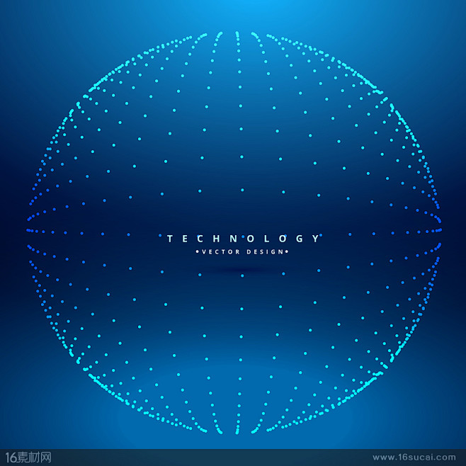 圆形波点蓝色科技背景矢量素材