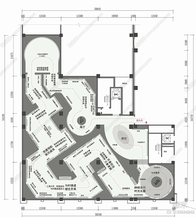 展厅平面图施工图下载【ID:1133634342】_知末案例馆-花瓣网