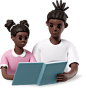girl and man reading book and smiling Illustration in PNG, SVG