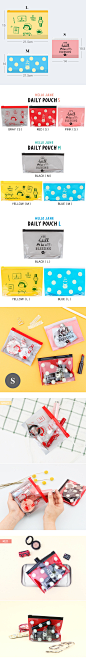 gracebell 韩国透明PVC可爱自封袋票据收纳袋文具洗漱化妆包S/M/L-淘宝网