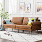 Amazon.com: Vonanda Mid Century 现代沙发,软垫人造革3座沙发,带圆形扶手和金属腿,适用于小型客厅公寓宿舍卧室办公室,焦糖 : 家居厨房用品