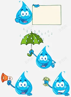 雨滴用伞遮小雨滴高清素材 创意 卡通 商务 小雨 手绘 绿伞 蓝色 雨滴 免抠png 设计图片 免费下载