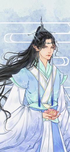 动漫人物手绘，二次元古风少年，男男，耽美，甜腐系列图片――（魔道祖师手机壁纸）