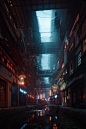 Rubikon : My latest personal project. It's a neon lit canal in a dark place. Rendered in Cinema 4D with Octane Renderer.