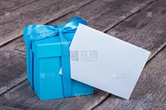 蓝色,包装纸,贺卡,空白的,留白,水平画幅,木制,盒子,生日