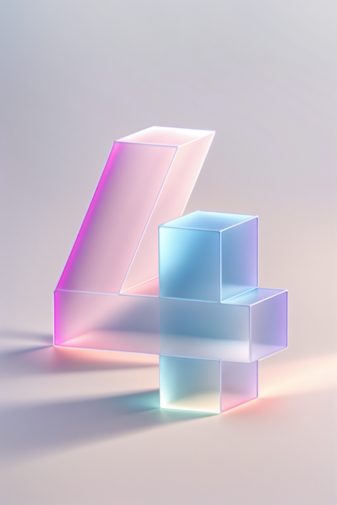 透明磨砂玻璃材质数字4模型图片