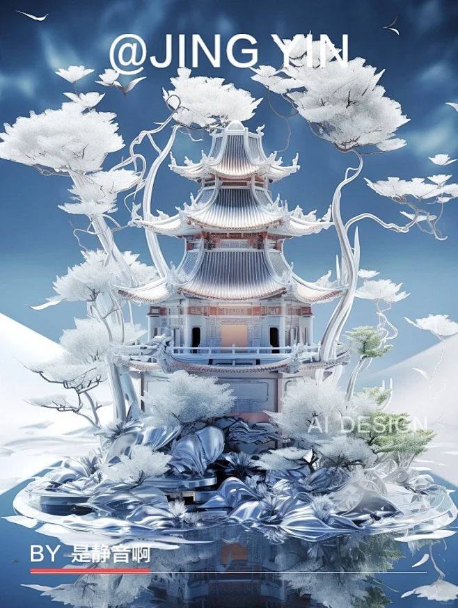 AI绘画｜东方美学建筑 附咒语-花瓣网