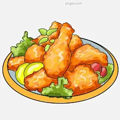 插画手绘炸鸡块图图片大小3000x3000px 图片尺寸2.75 MB 来自PNG搜索网 pngss.com 免费免扣png素材下载！薄荷叶#插画#黄色#荤菜#鸡肉#鸡腿#金黄色#柠檬#生菜#圣女果#食物#手绘#香菜#