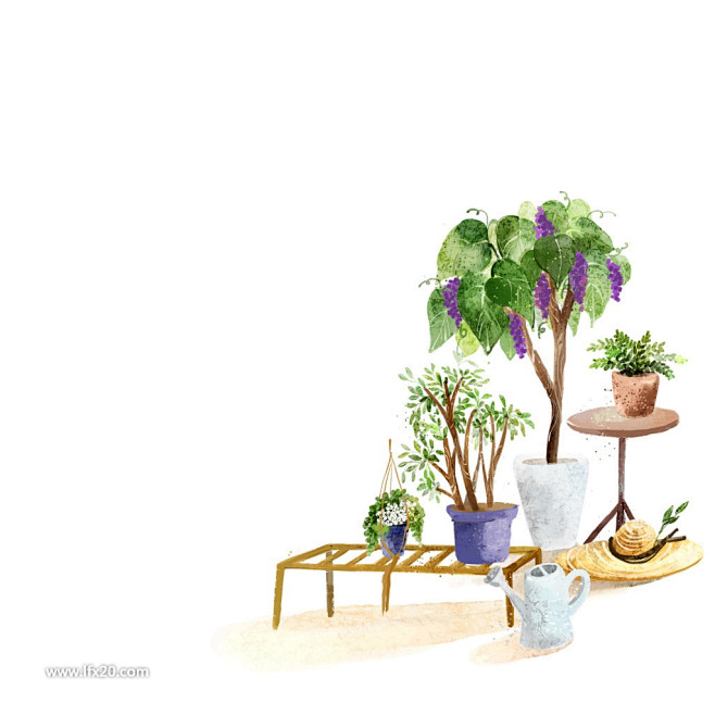 室内家装鲜花植物设计摆放插图插画