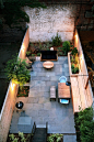 16 Inspirational Backyard Landscape Designs As Seen From Above // Entertaining can go late into the night with the built in lighting on this back patio.