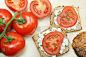 西红柿,白色,白软干酪,三明治,早餐,水平画幅,无人,开胃品,膳食,奶酪