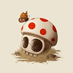 这只贱萌的小骷髅是美国艺术家 Mike Mitchell 所创作的卡通形象～目前Mike和自己的妻子以及他们收养的一群流浪猫和流浪狗们生活在德州奥斯汀～（blog.sirmitchell.com）