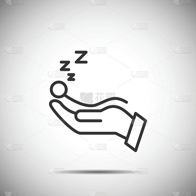 睡眠图标，人们在手边睡觉做梦