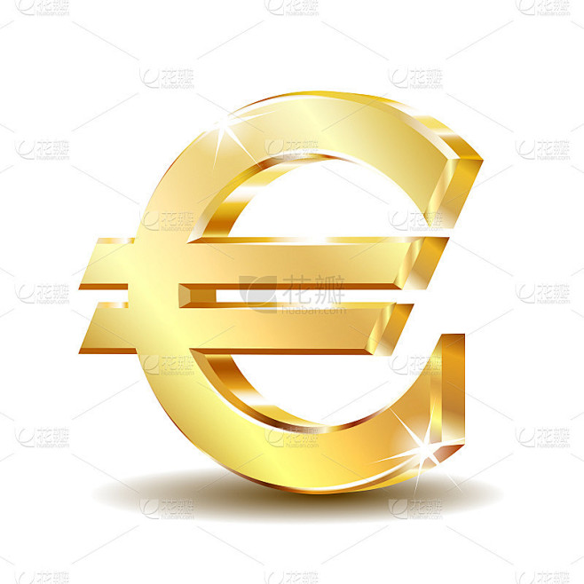 黄金标志欧元货币。矢量插图孤立在白色