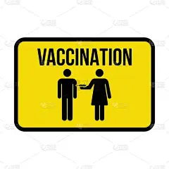免疫海报图标矢量与疫苗注射注射器男性和女性的人符号为病毒保护象形文字