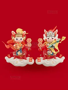 c4d兔年2023春节门神拟人中国风兔子模型马中赤兔