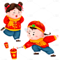 新年中国风插画-福娃