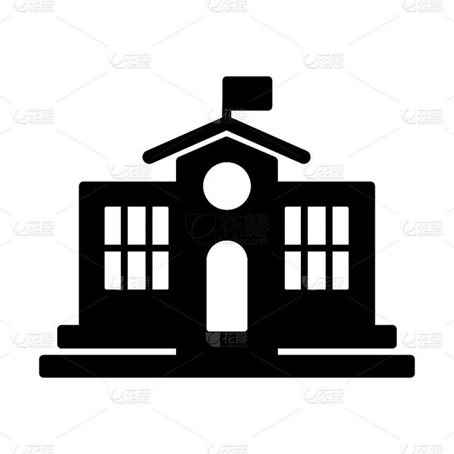 学校建筑-学校图标矢量设计模板素材-花瓣网