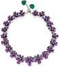 Amethyst, diamond, and emerald violet necklace by Michele della Valle. Via Diamonds in the Library.