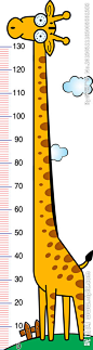 长颈鹿身高尺 长颈鹿 卡通长颈鹿 儿童身高尺 身高标尺