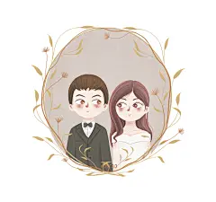 卡通结婚照_汐尧__插画师作品_涂鸦王国gracg.com