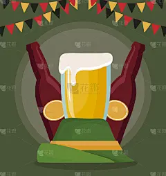 啤酒节设计与图标矢量插图