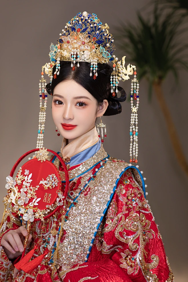 中式新娘秀禾服头饰凤冠汉服明制婚礼景泰蓝龙凤冠高端大气手工-淘宝网图片_古代头饰 首饰图片素材-花瓣网