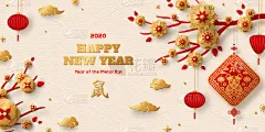项坠,枝,樱之花,2020,折纸工艺,贺卡,灯笼,纸灯笼,边框,新年前夕