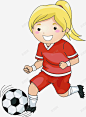 卡通足球美女踢足球高清素材 页面 免费下载 页面网页 平面电商 创意素材 png素材