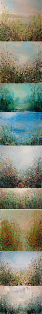 英国艺术家Sandy Dooley以花丛为主题的系列丙烯画