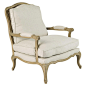 Chantal French-Style Armchair, Oak Frame - White