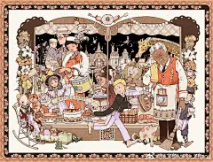 冬日温暖插画合集—“市集与小屋”（英文名：Home and Town）
在严冬，在开满暖气的房间，裹着柔软的披肩，
手里捧着热巧克力，看着窗外的雪花，
伴随我一笔一笔地作画，它们一片一片的落下...
这是一个避所、一座小房子带来的暖。
还有一种温暖来自熙熙攘攘的人流，
我很喜欢去逛纽约的市集，...展开全文c