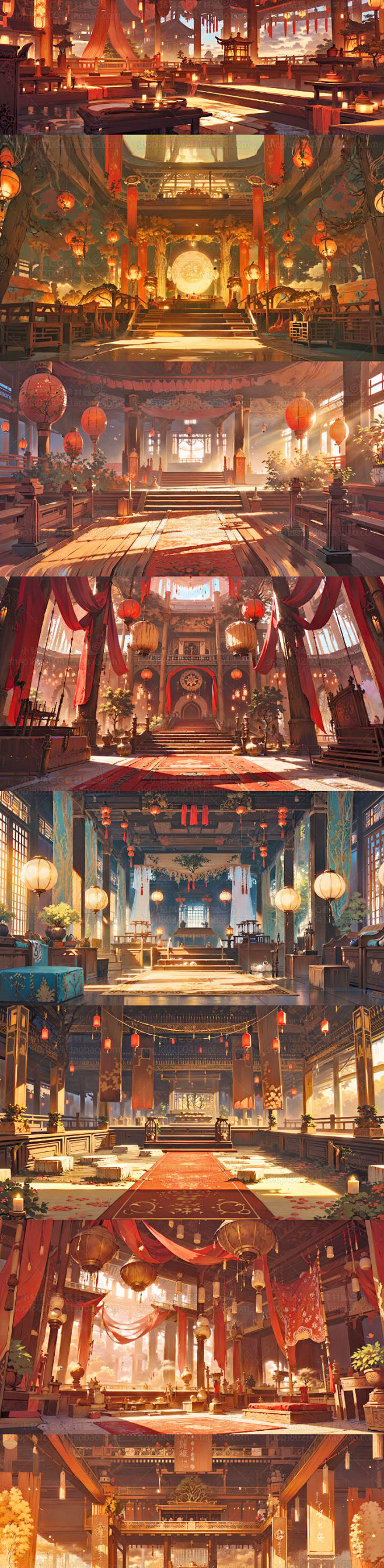 AI古风室内场景插画素材 影视游戏场景背景概念设计 背景临摹图集
