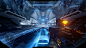 Halo 5: Guardians - Forerunner Interior Environment VFX 1, John Edwards : I was the VFX Lead for the Forerunner Campaign Missions on Halo 5. I set up and designed all environment effects and texture sets for the ground energy, lens flares, falling steam, 
