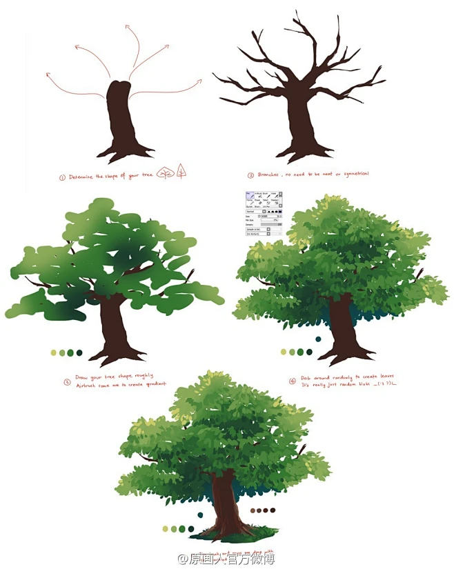 树的画法～(via:Eleven 11)图片_漫画资料图片素材-花瓣网