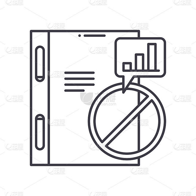 Business failure icon, linear isolated illustratio