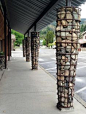 Rebar stone basket column covers. Twisp, Washington.