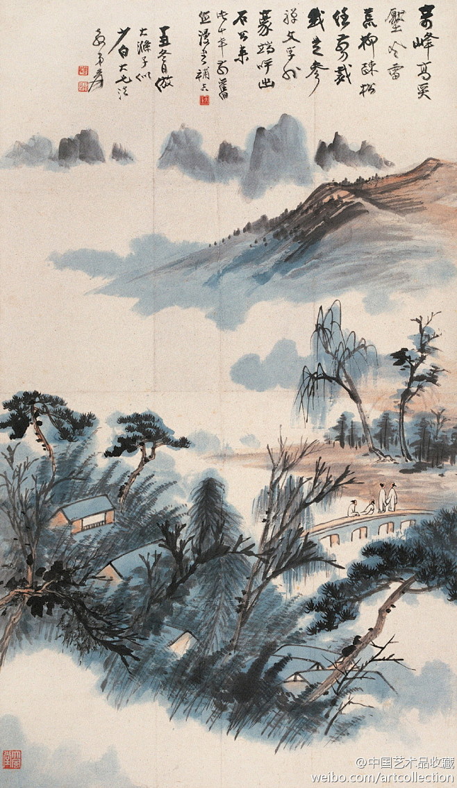 大风堂画派#【 张大千 《仿石涛山水图.