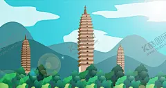古风建筑 【酷图网】古风建筑,手绘插画,卡通,古风,建筑,中国风,古风插画