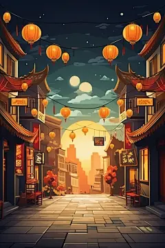 AI数字艺术国庆节建筑漫画扁平风插画-众图网