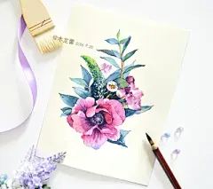 水彩--银莲花 - 高清图片，堆糖，美图壁纸兴趣社区